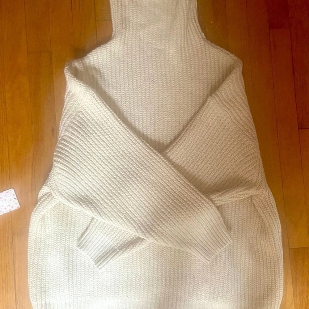 FREE PEOPLE Oversize COTTON BLEND RIB KNIT SWEATER-SzL Funnel neck NWT -SPRING - Picture 6 of 9